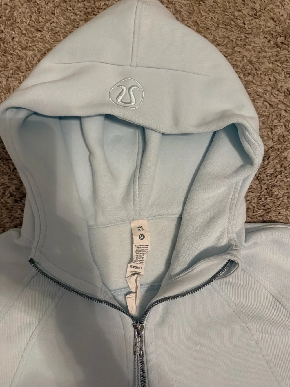 Lululemon Scuba Oversized Half Zip Hoodie Light Blue M/L